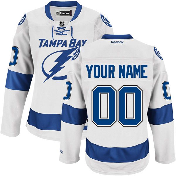 Reebok Tampa Bay Lightning Men Premier Road Custom NHL Jersey - White